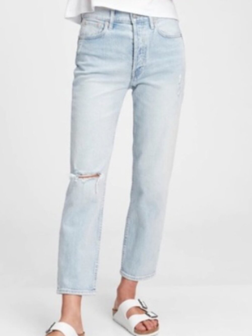 Gap High Rise Cheeky Straight Jeans, light wash, size 30 or 10
